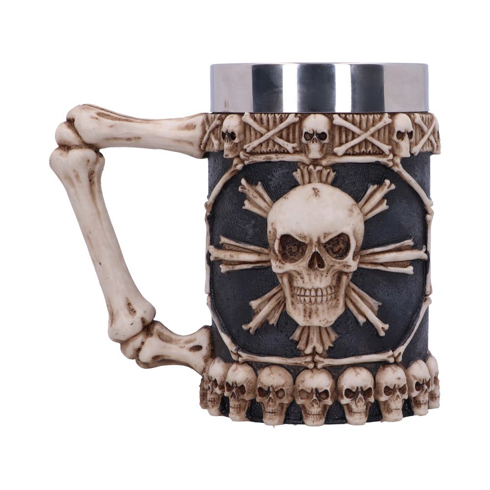 Large Tankard of Skulls Bone Skull Mug 16cm 1 Pint 3