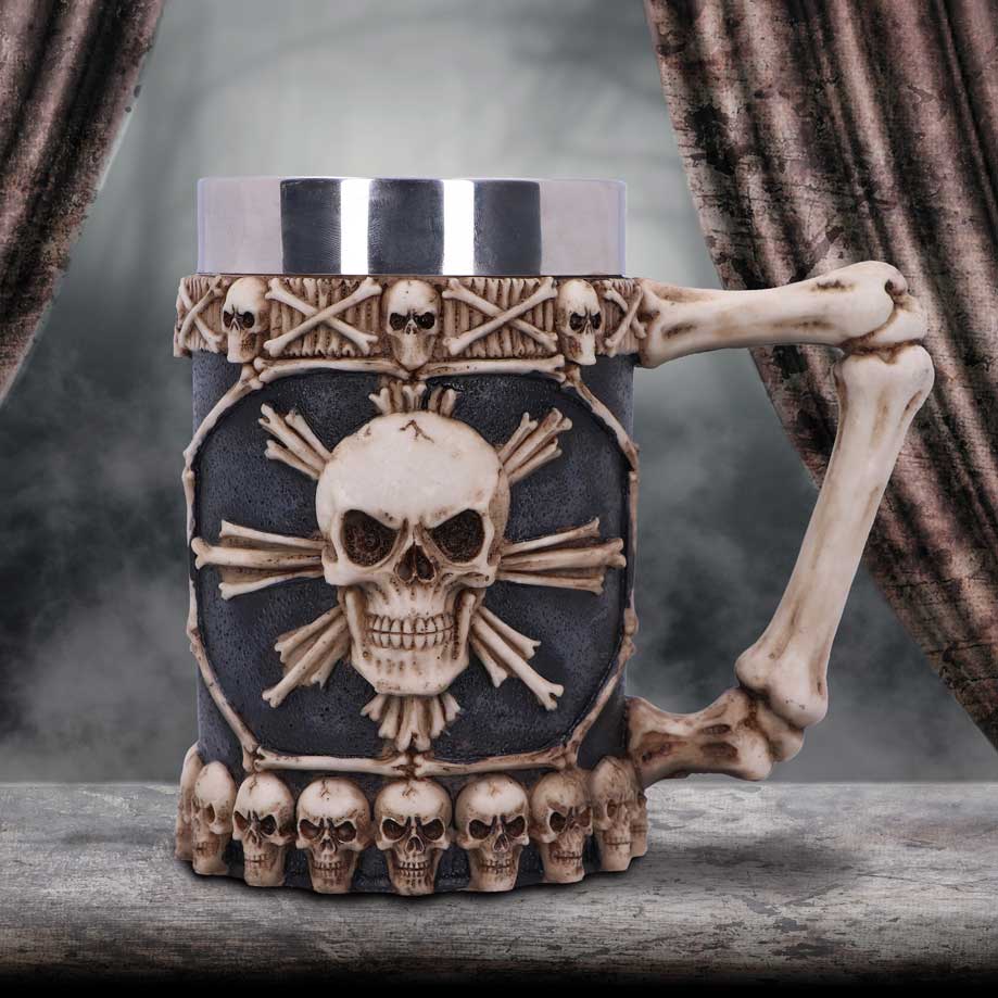 Large Tankard of Skulls Bone Skull Mug 16cm 1 Pint 7