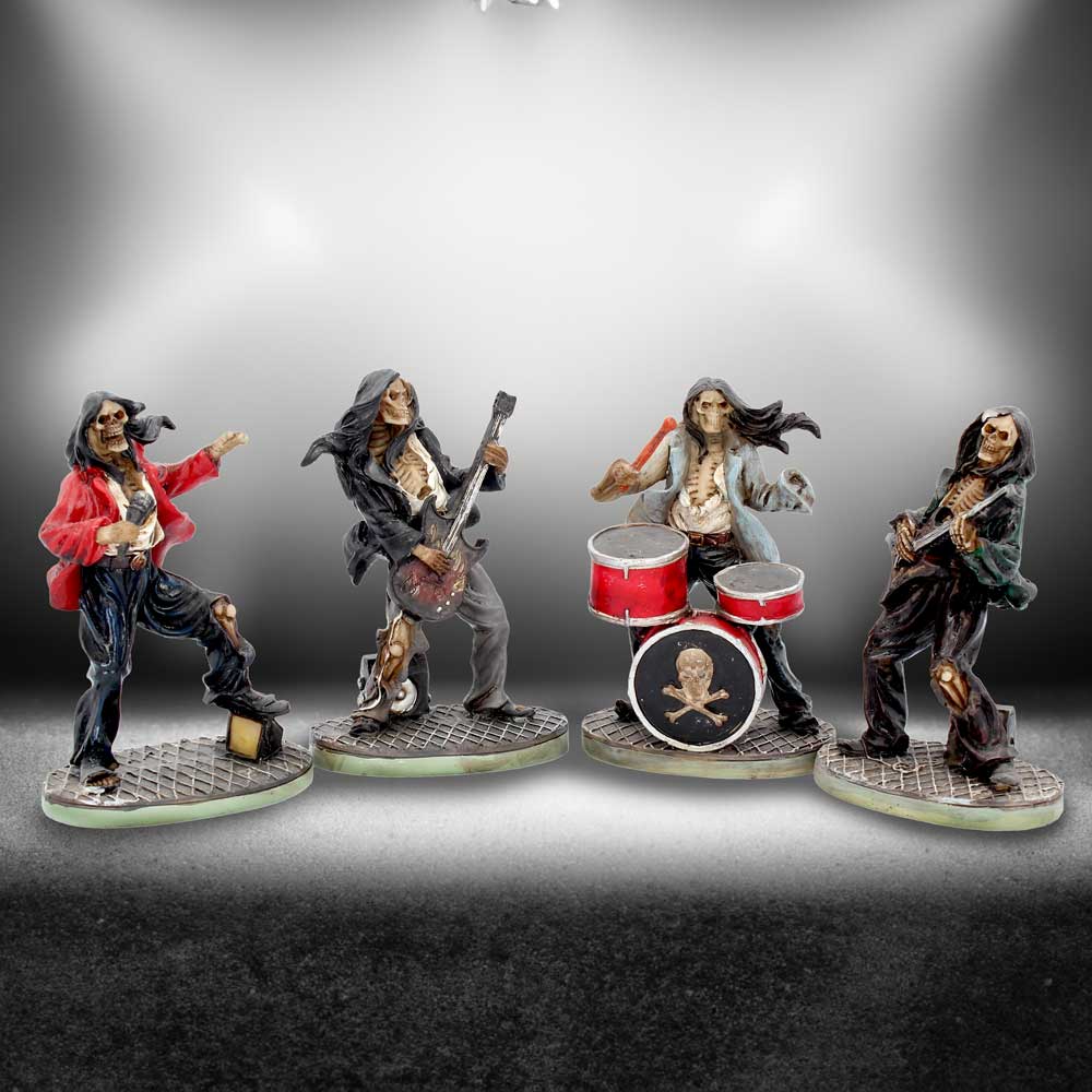 One Hell of a Band Figurine Set of 4 Drummer Bassist Guitarist Vocalist Ornaments 10cm 7
