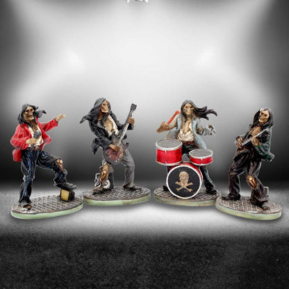 One Hell of a Band Figurine Set of 4 Drummer Bassist Guitarist Vocalist Ornaments 10cm 7
