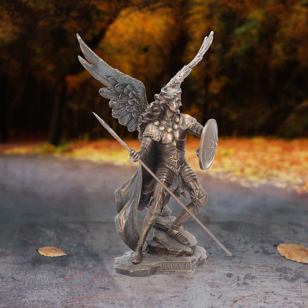 Bronzed Archangel Raphael Religious Warrior 35cm 7