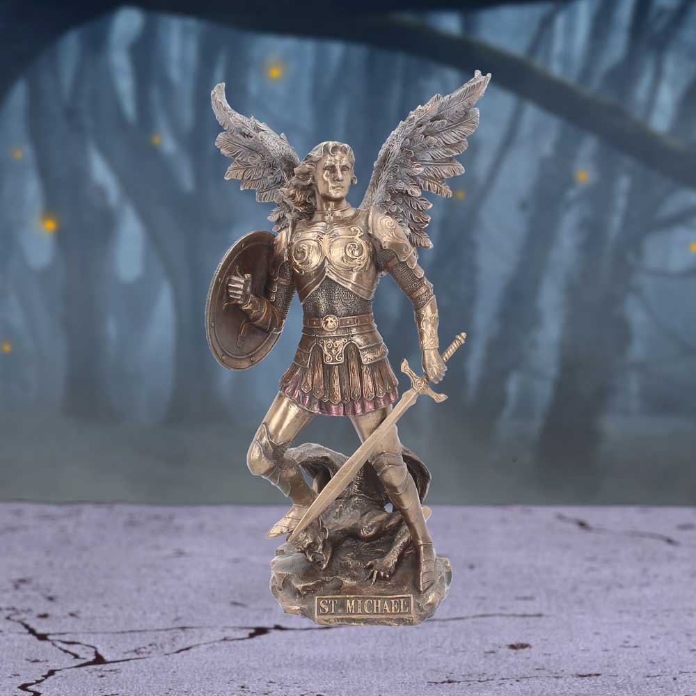 Bronzed Archangel Michael Religious Figurine 33cm 7