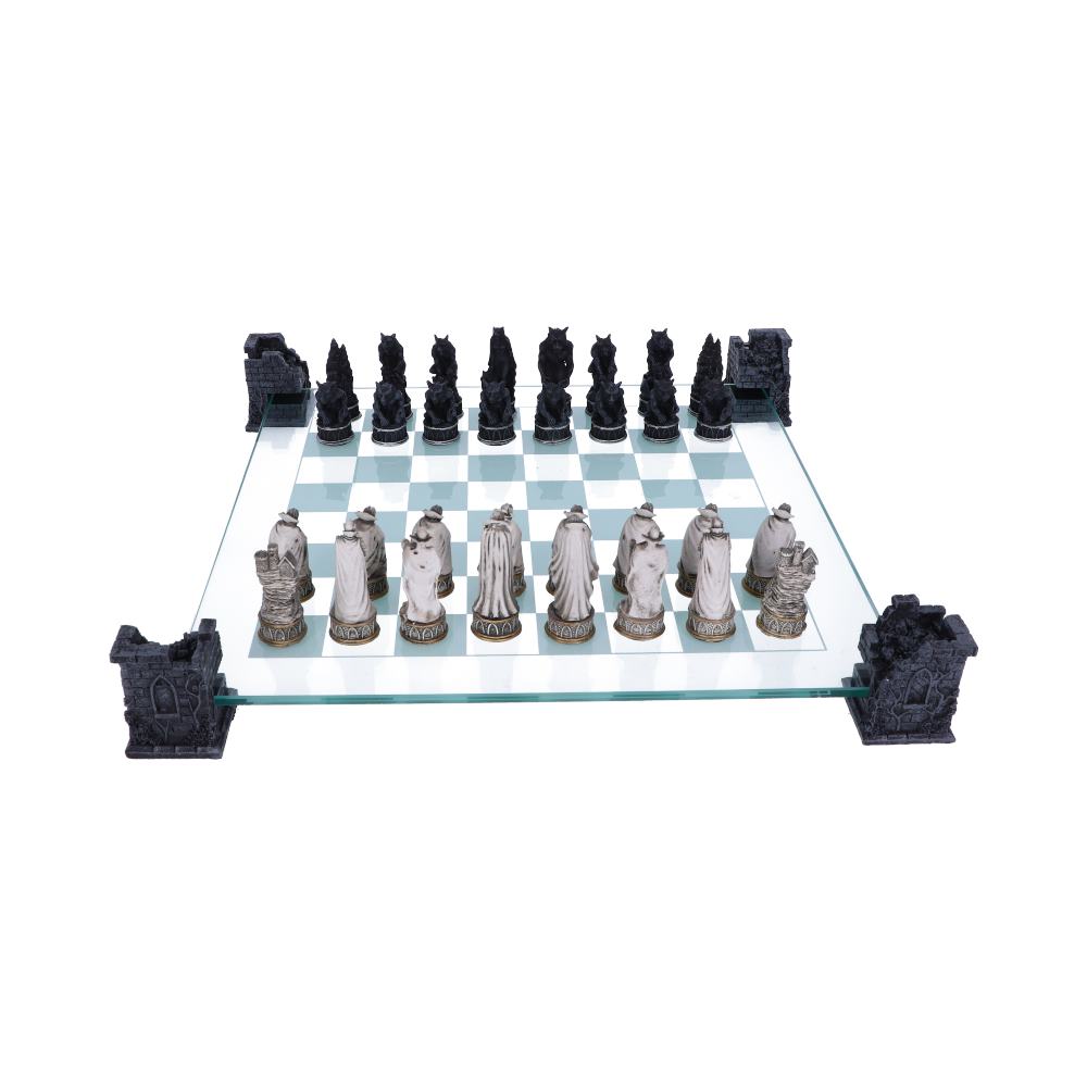 Raised Fantasy Vampire Werewolf Chess Set With Corner Towers 43cm 4