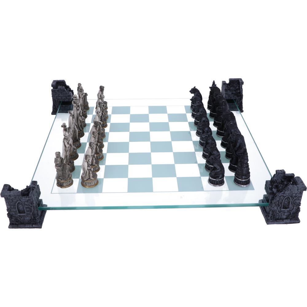 Raised Fantasy Vampire Werewolf Chess Set With Corner Towers 43cm 5