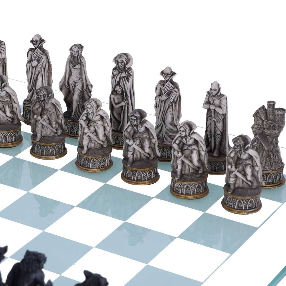 Raised Fantasy Vampire Werewolf Chess Set With Corner Towers 43cm 6