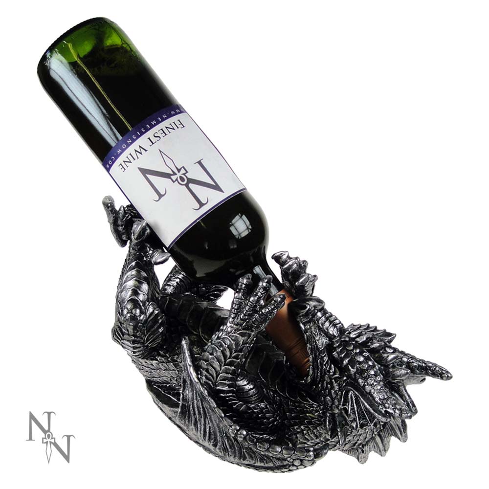 Metallic Silver Dragon Guzzler Wine Bottle Holder Guzzlers 32cm 1