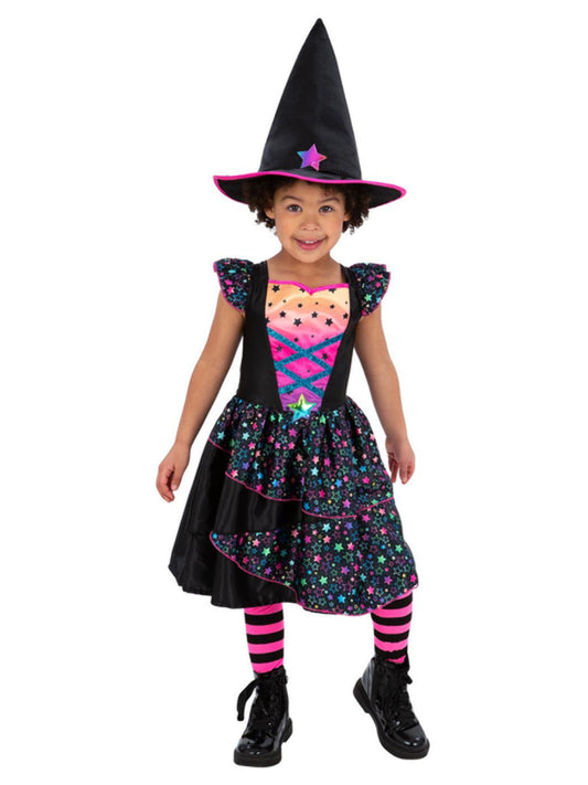 Neon Star Witch Girls Dress with Hat 2