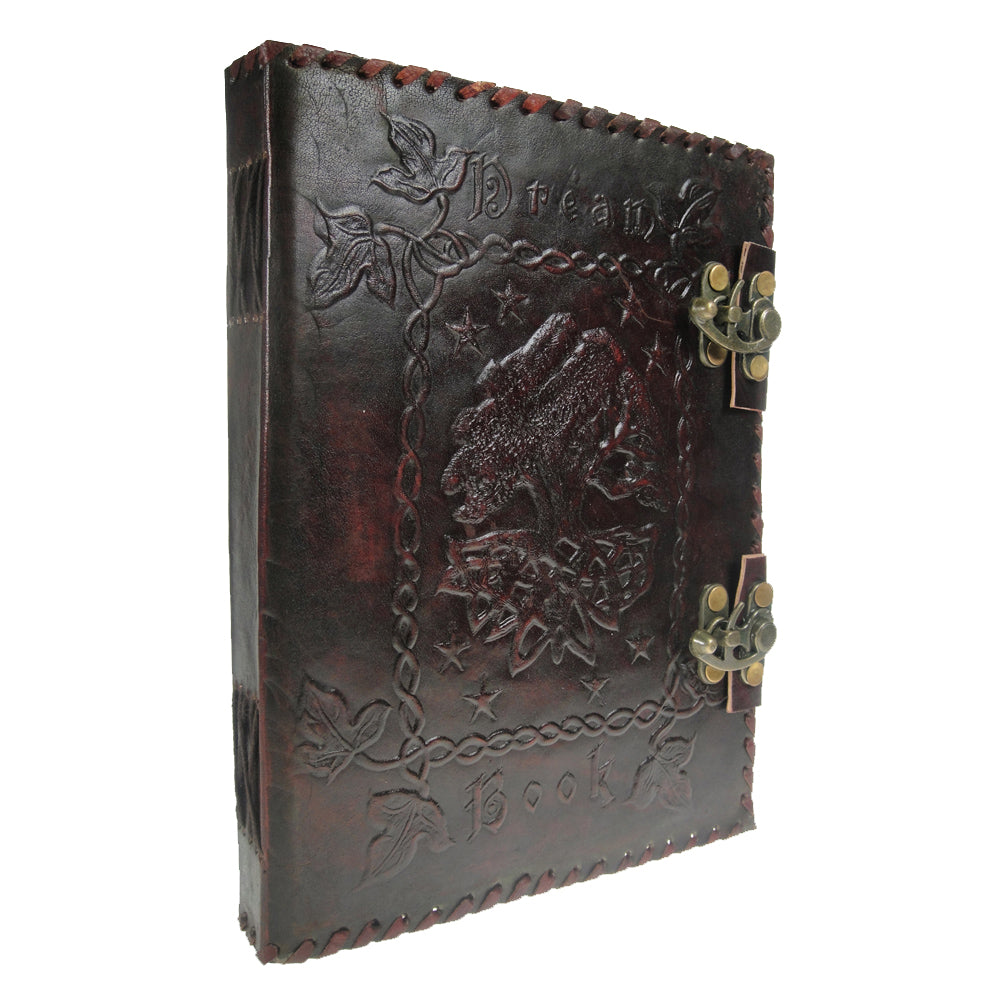 Small Lockable Leather Dream Book with Embossed Tree of Life 25cm 1