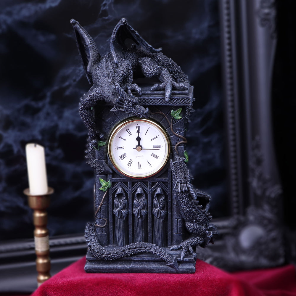 Duelling Dragons Clock Dragon Ivy Mantel 26cm 7