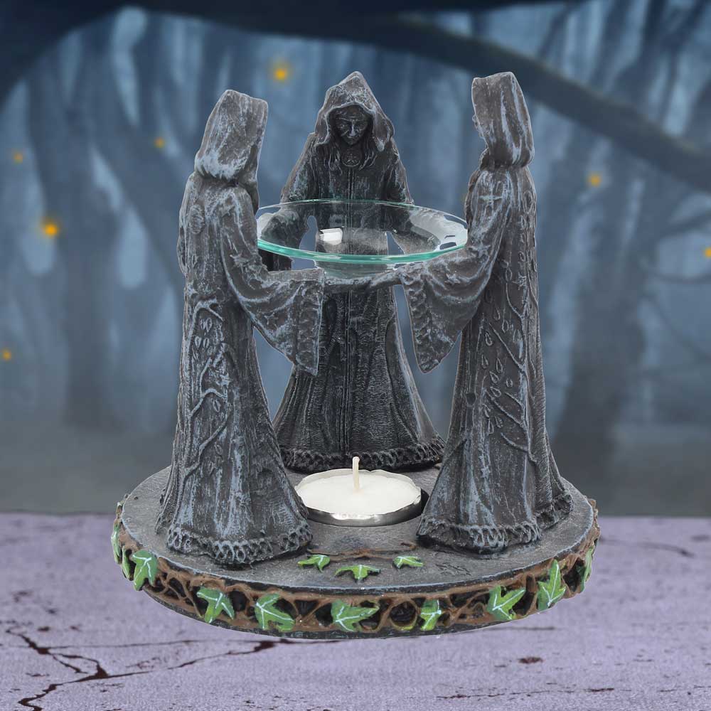 Pagan Magik Circle Triple Moon Oil Burner 16cm 7