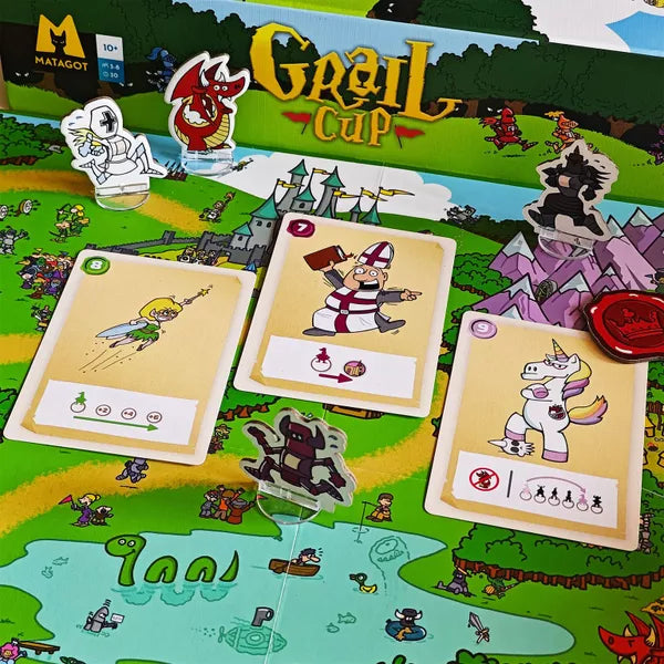 Grail Cup Board Game Race to The Castle Outwit Rivals Control a Mighty Dragon