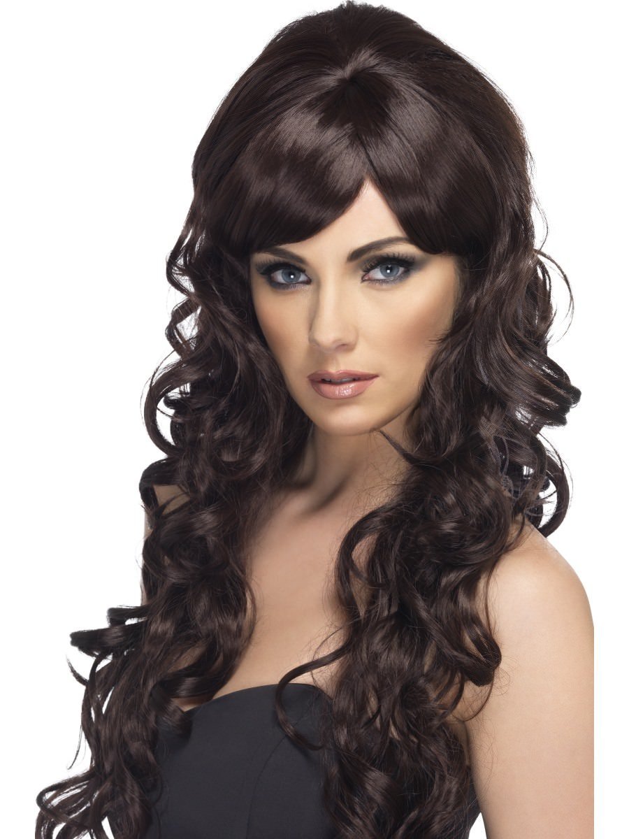 Pop Starlet Brown Wig Brunette Long and Curly