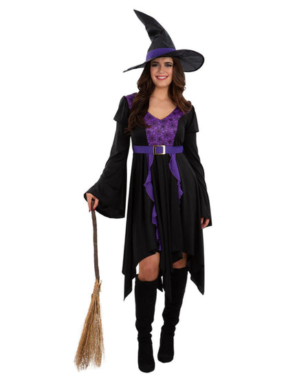 Practical Spell Witch Costume Ladies Dress + Hat 2