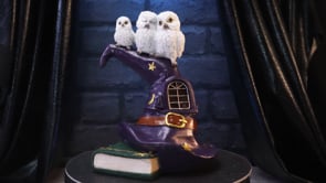 The Witching Perch Owl Witch LED Hat Sculpture 18.5cm 9