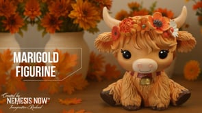 Marigold Orange Flower Cow Figurine 10.8cm 9