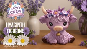 Hyacinth Purple Flower Cow Figurine 10.8cm 9