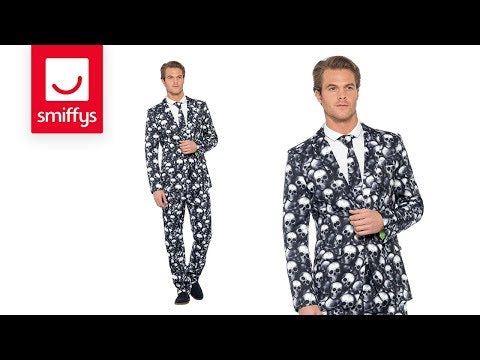 Skeleton Suit Mens Black White Jacket Trousers Tie 5