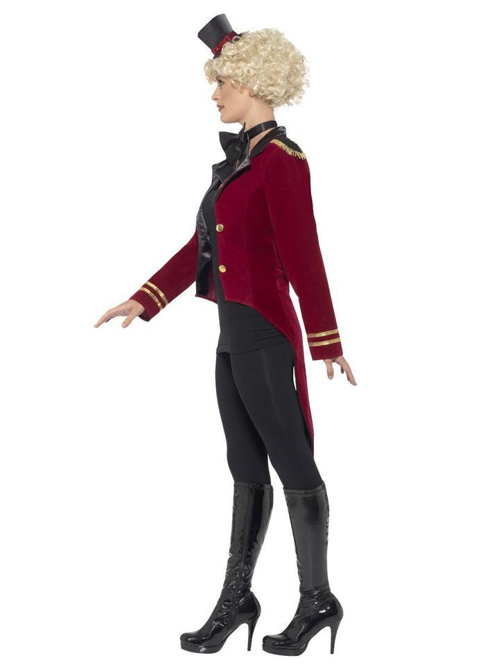 Ringmaster Costume Adult Red And Gold Jacket Black Collar Mini Top Hat