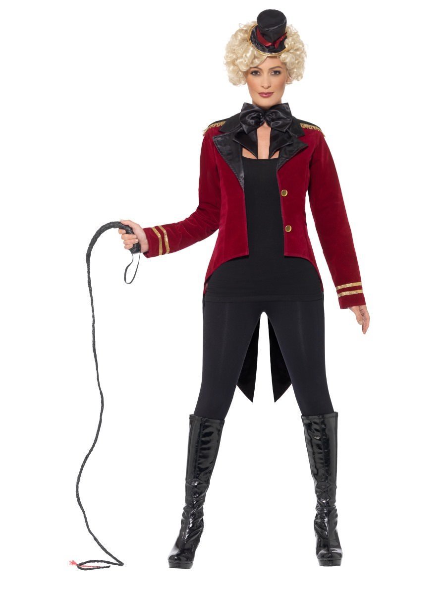 Ringmaster Costume Ladies Red and Gold Jacket with Mini Top Hat 1