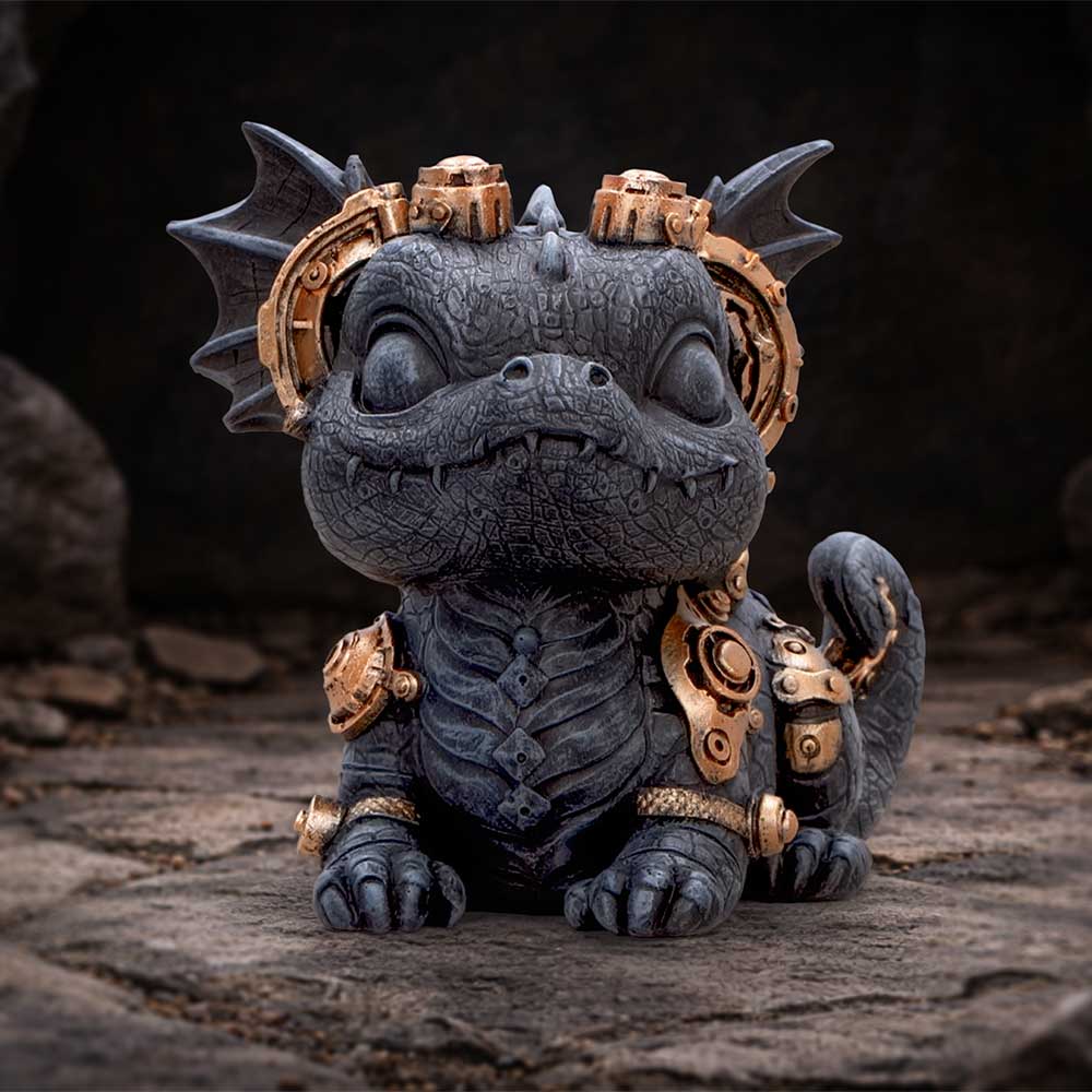 Gearling Black Steampunk Dragon 14.6cm 7