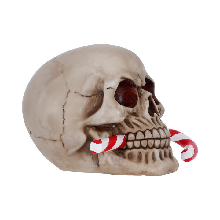 Frostbite Candy Cane LED Skull Figurine 12cm