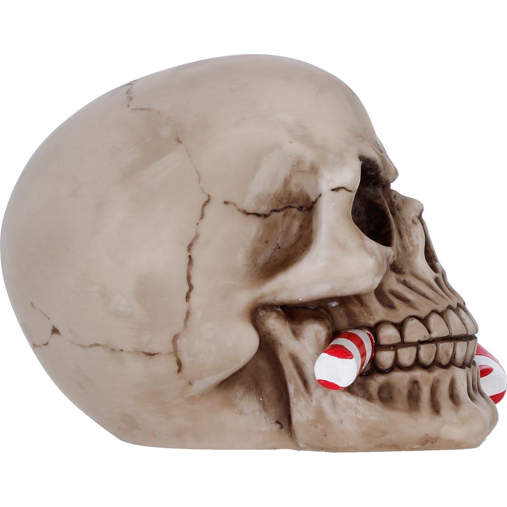 Frostbite Candy Cane LED Skull Figurine 12cm