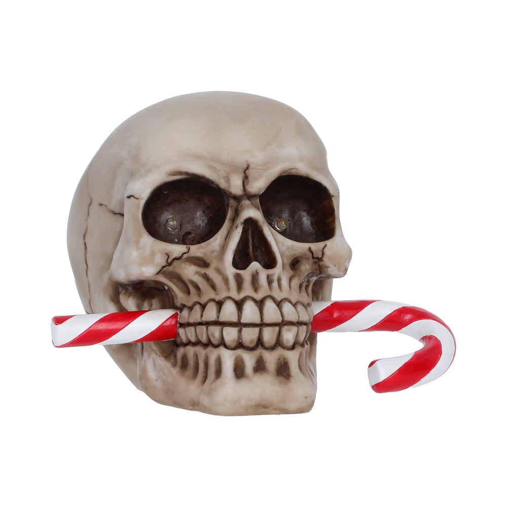 Frostbite Candy Cane LED Skull Figurine 12cm 1