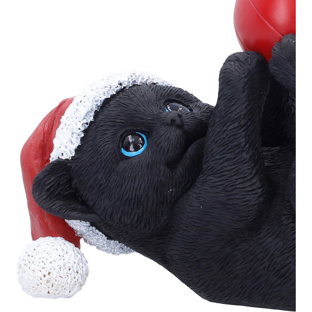 Cat in Santa Hat Playing with Bauble 13.5cm 5