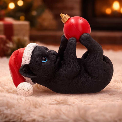 Cat in Santa Hat Playing with Bauble 13.5cm 7