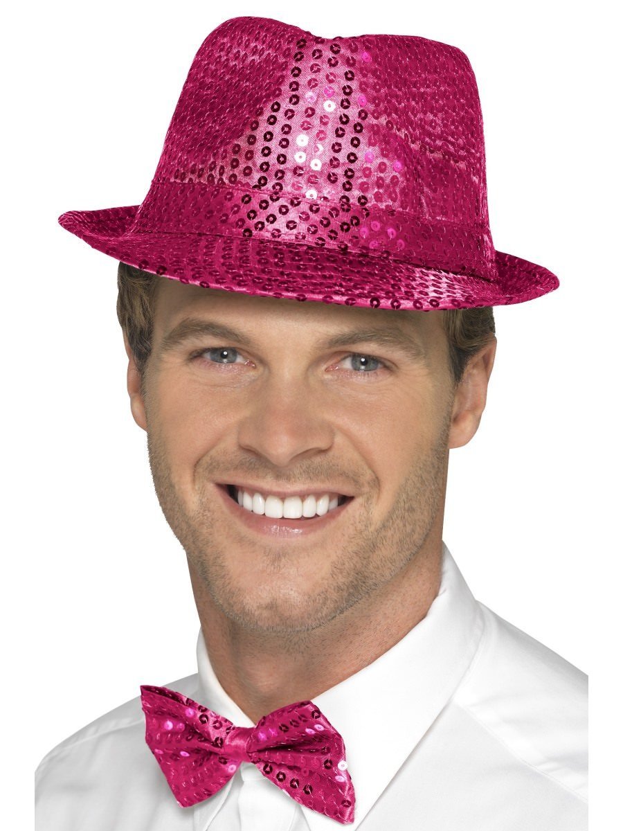 Sequin Trilby Hat Adult Pink Dance Costume Accessory 2