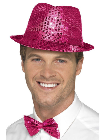 Sequin Trilby Hat Adult Pink Dance Costume Accessory 2