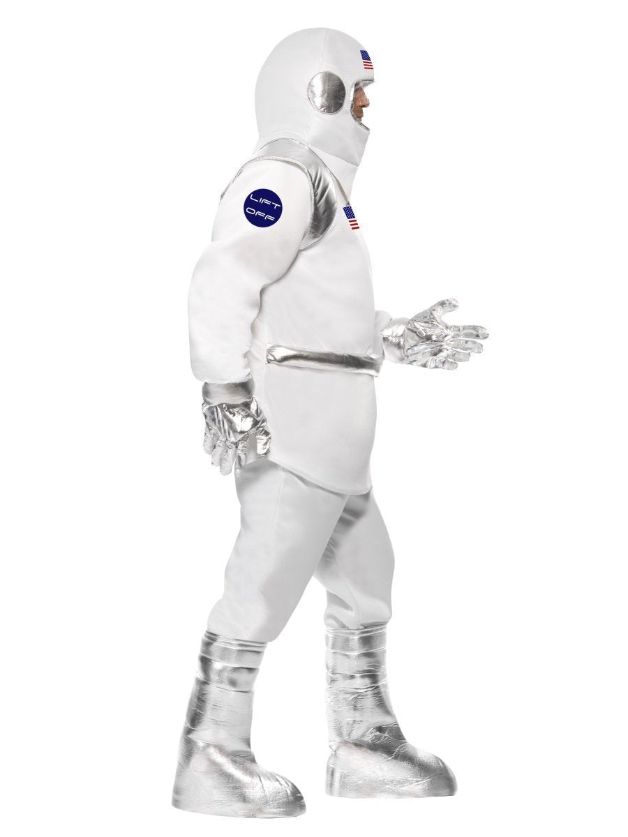 Spaceman Costume Adult White Top Trousers Helmet Gloves Shoe Covers