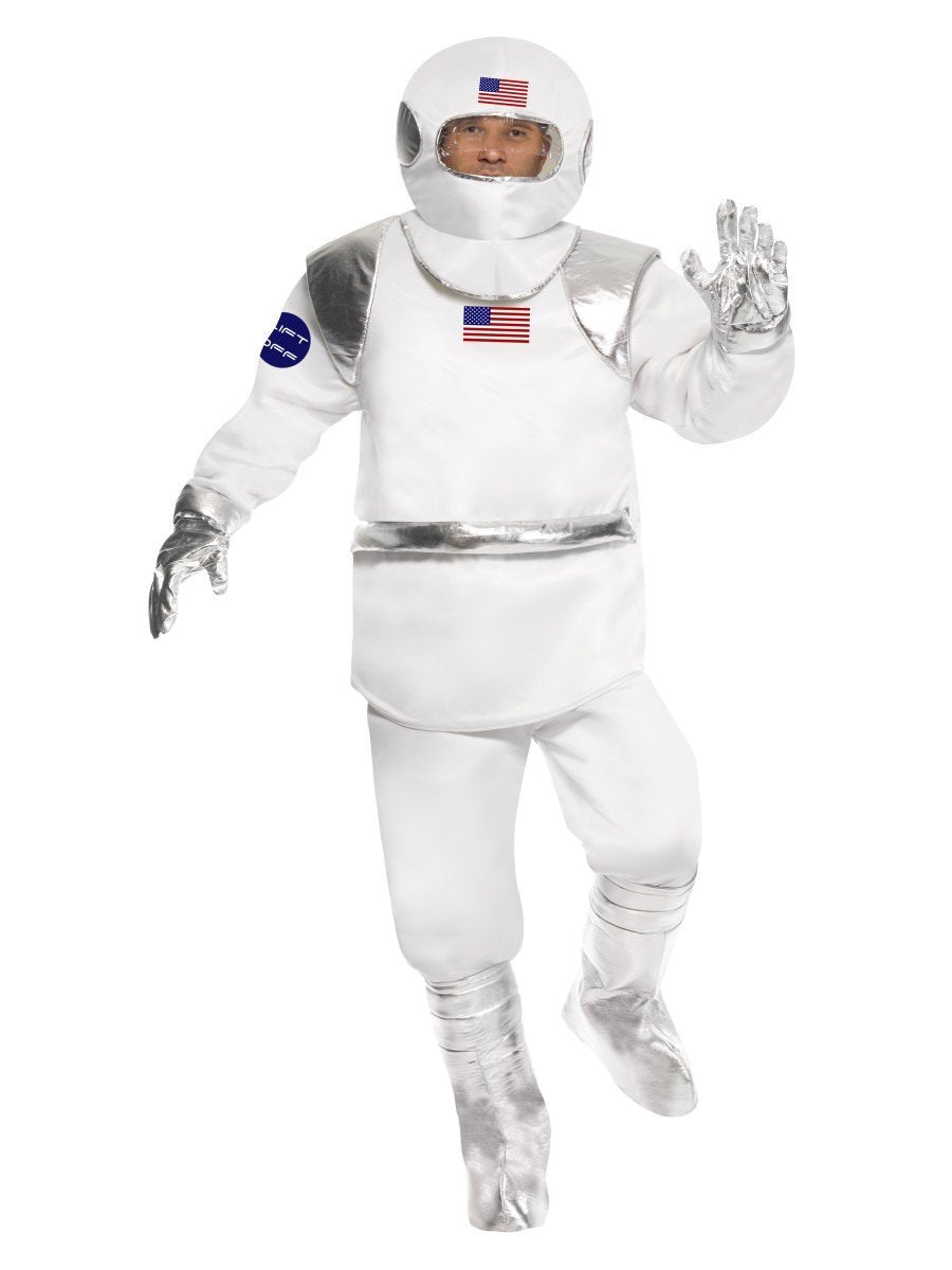 Spaceman Costume Adult White Top Trousers Helmet Gloves Shoe Covers