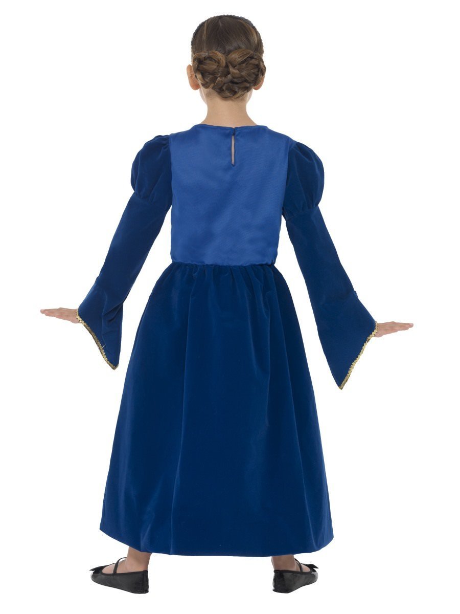 Tudor Princess Girl Costume Kids Royal Blue Dress Headband