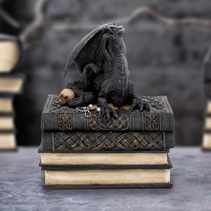 Secrets of the Dragon Box Gothic Skull Books Trinket 19cm 7