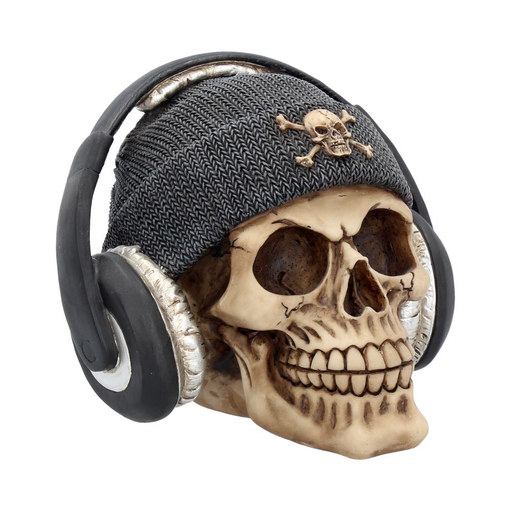 Dead Beat Headphones Skull 17cm Grey Beenie Hat Polyresin 1