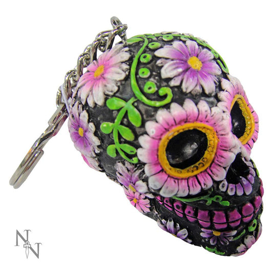Pack of 6 Sugar Petal Day the Dead Skull Keyrings 6cm 1