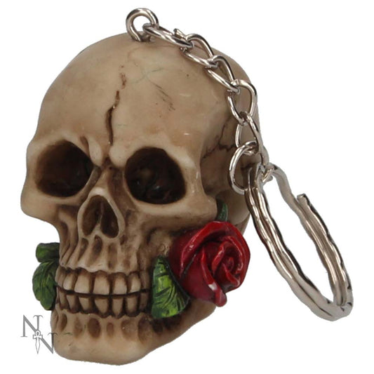 Pack of 6 Rose From The Dead Gothic Skull Keyrings 4.6cm 1