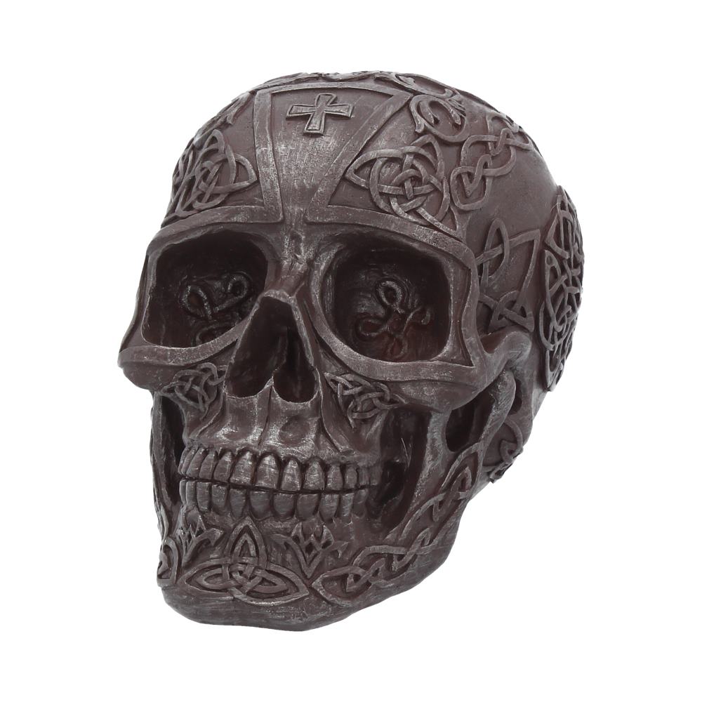 Celtic Iron Skull 16cm Polyresin Statue 2
