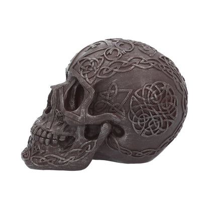 Celtic Iron Skull 16cm Polyresin Statue 3