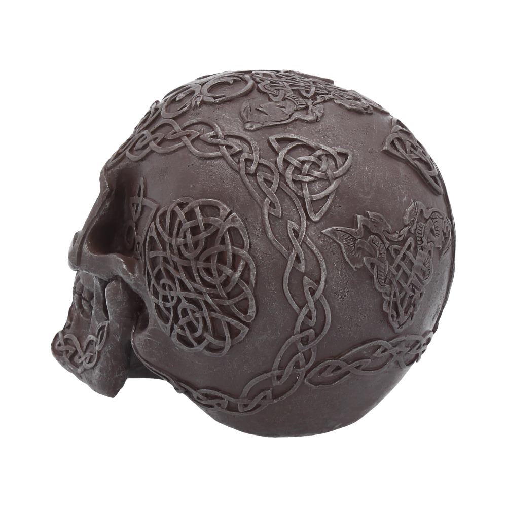 Celtic Iron Skull 16cm Polyresin Statue 4