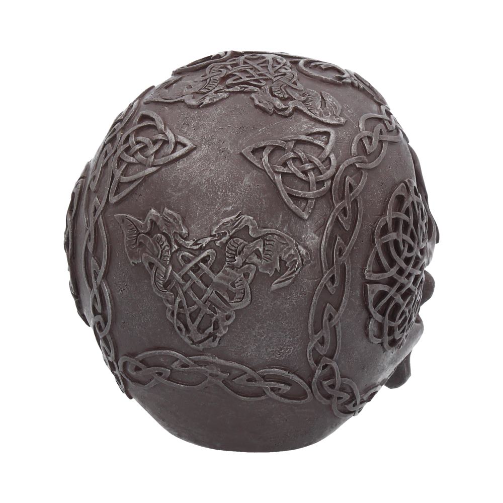 Celtic Iron Skull 16cm Polyresin Statue 5
