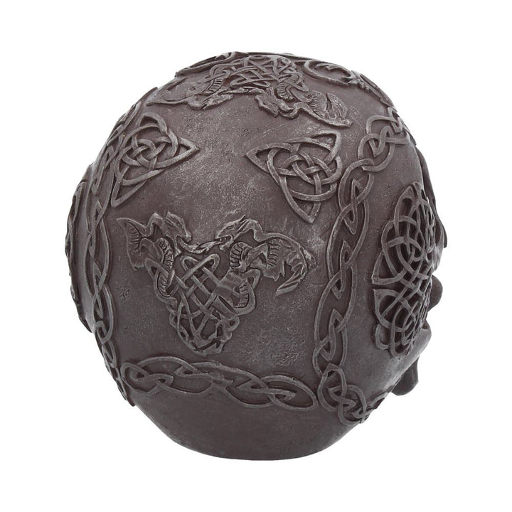 Celtic Iron Skull 16cm Polyresin Statue 5