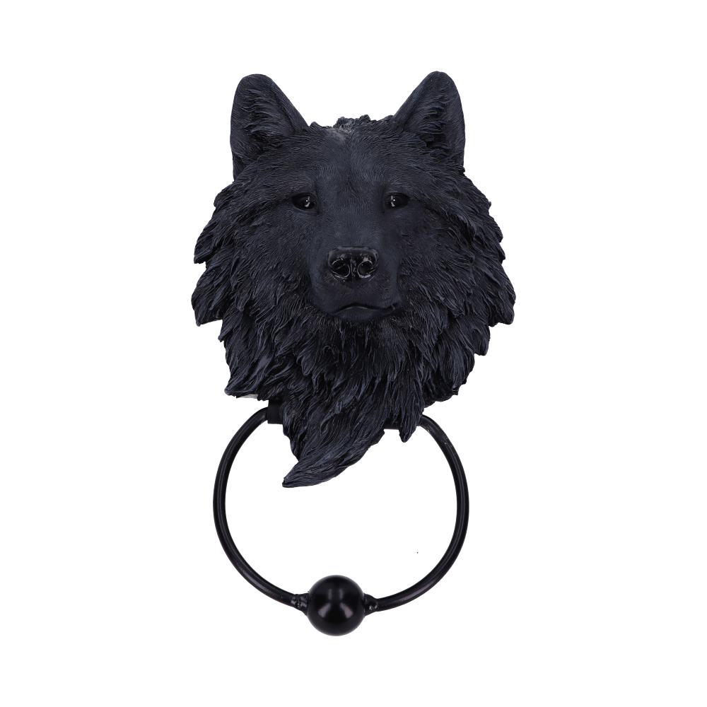 Dark Guardian Wolf Black Canine Door Knocker 22cm 1