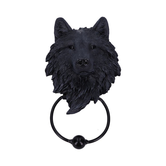 Dark Guardian Wolf Black Canine Door Knocker 22cm 1