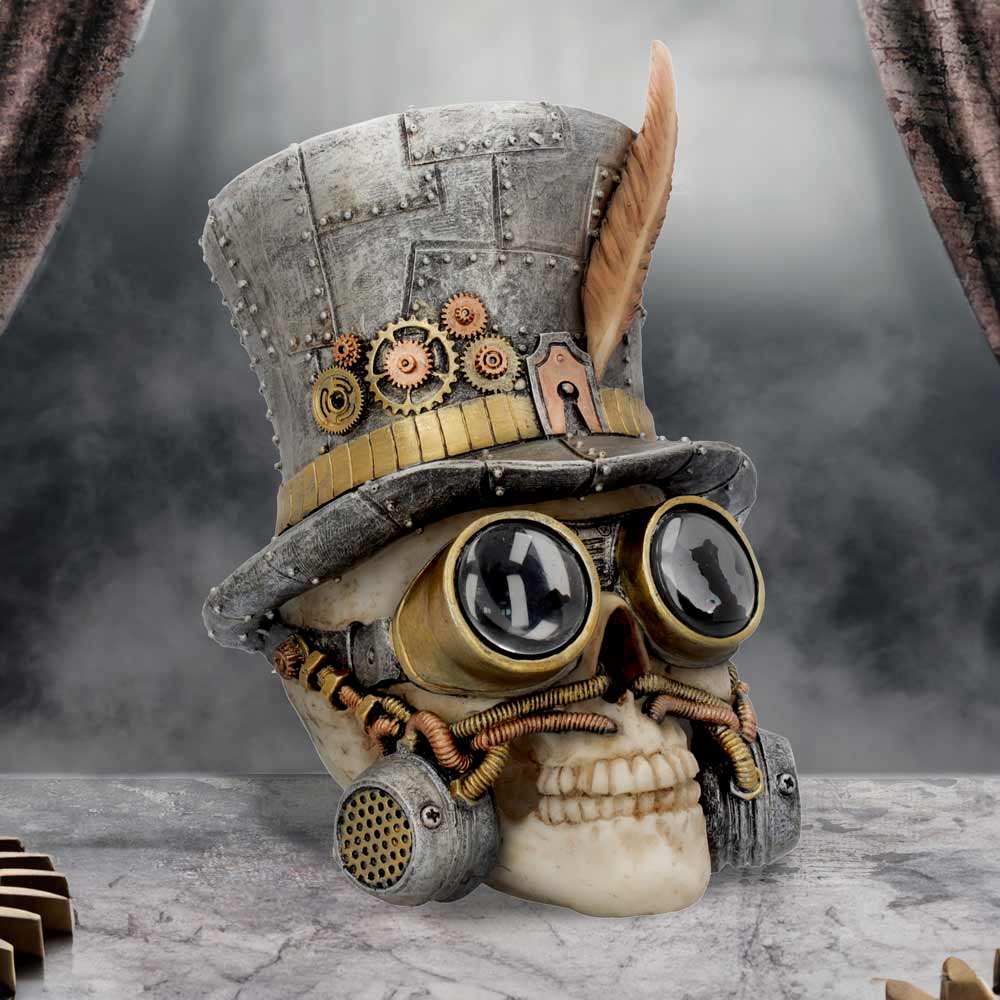 Count Archibald Steampunk Top Hat Skull 19.5cm 7