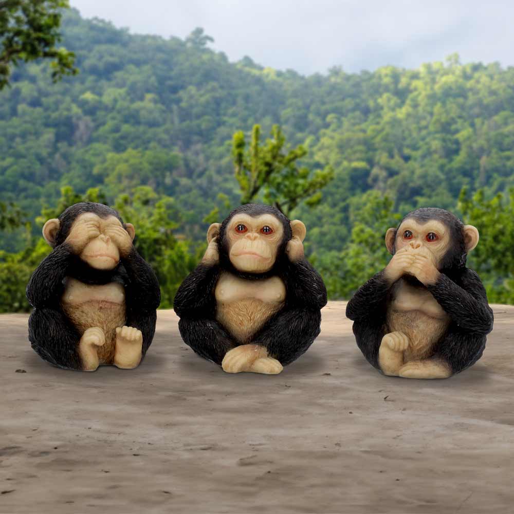 Three Wise Chimps 8cm Resin Display Statue 7