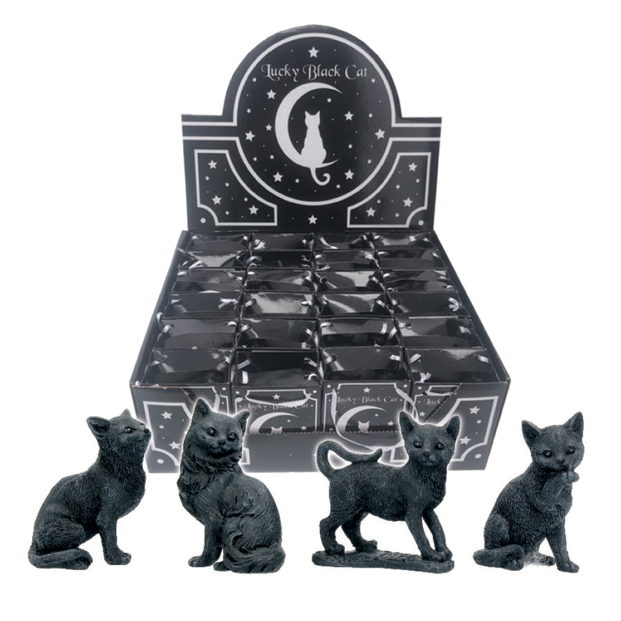 Adorable Lucky Black Cats 9cm Figures Display of 24 1