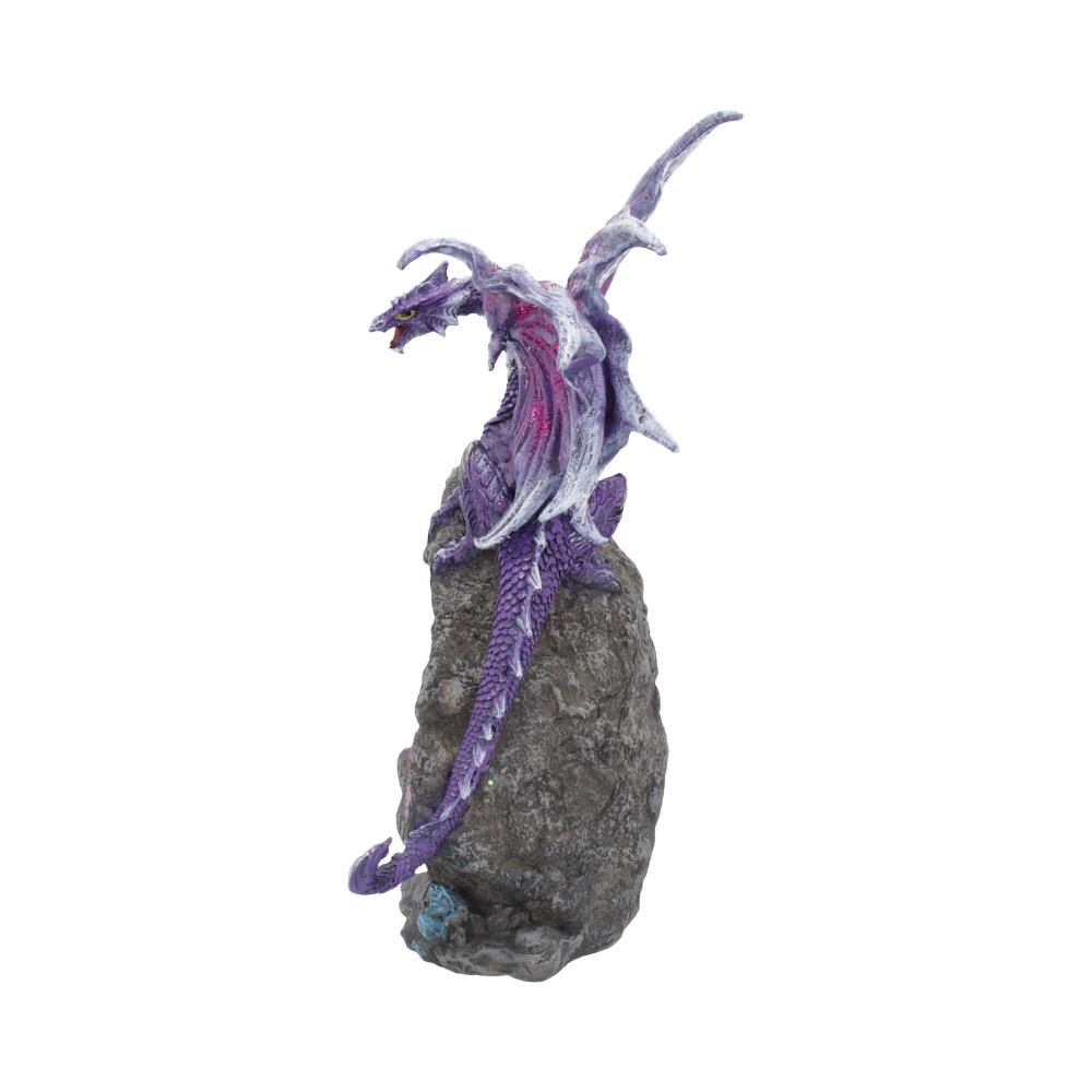 Amethyst Custodian Fantasy Purple Dragon Sitting On a Geode 22cm 2