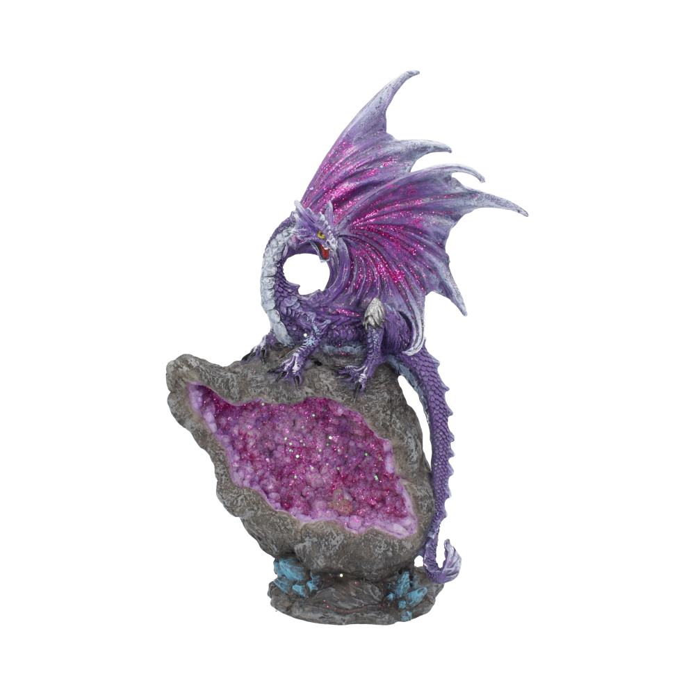 Amethyst Custodian Fantasy Purple Dragon Sitting On a Geode 22cm 1
